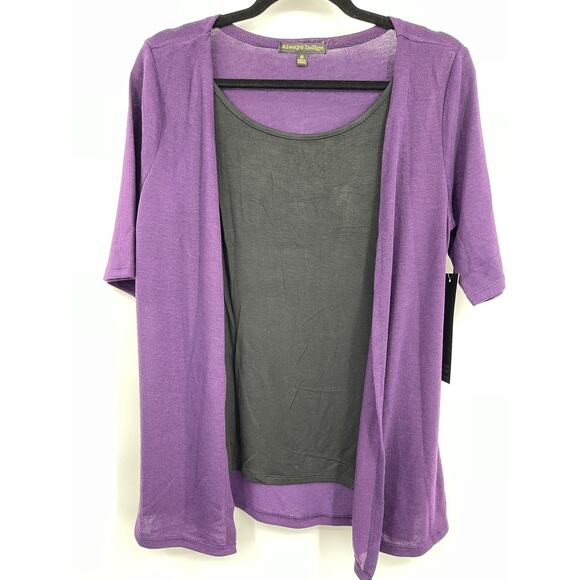 Always Indigo Purple Cardigan Sweater with Black Tank Top Womens Small NEW - Picture 1 of 12